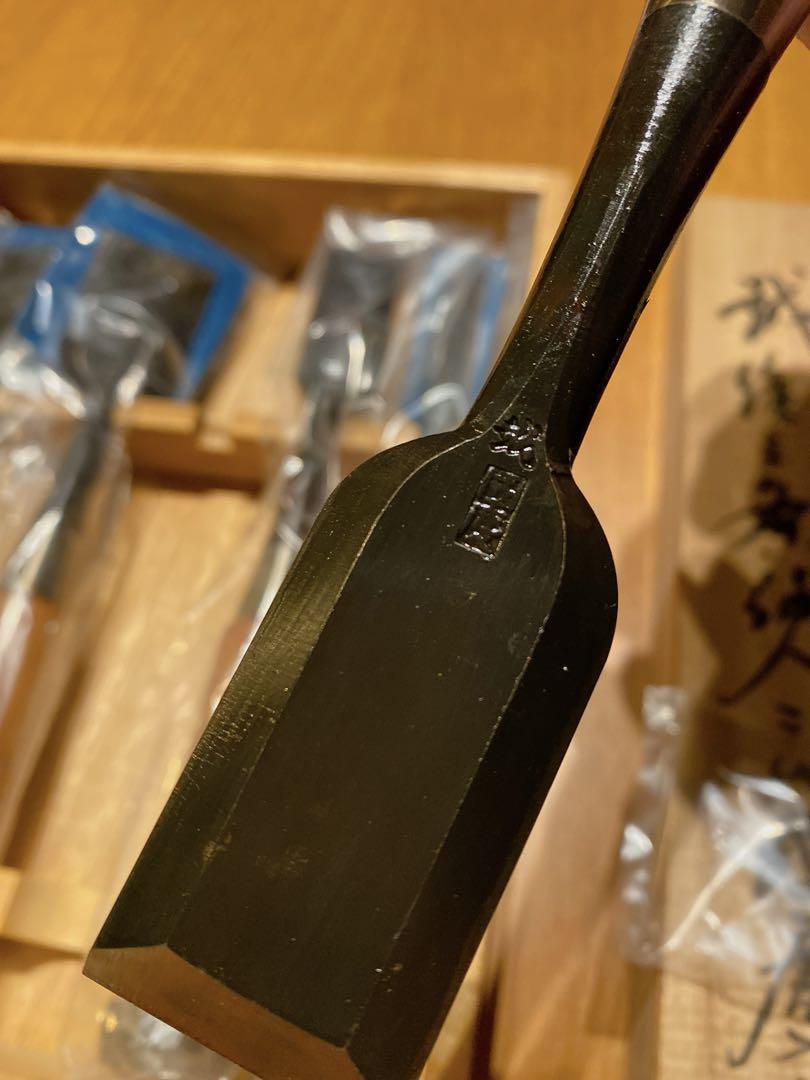 3代目國慶作 追入鑿 5本組 のみ 赤樫柄 大工道具 画像4