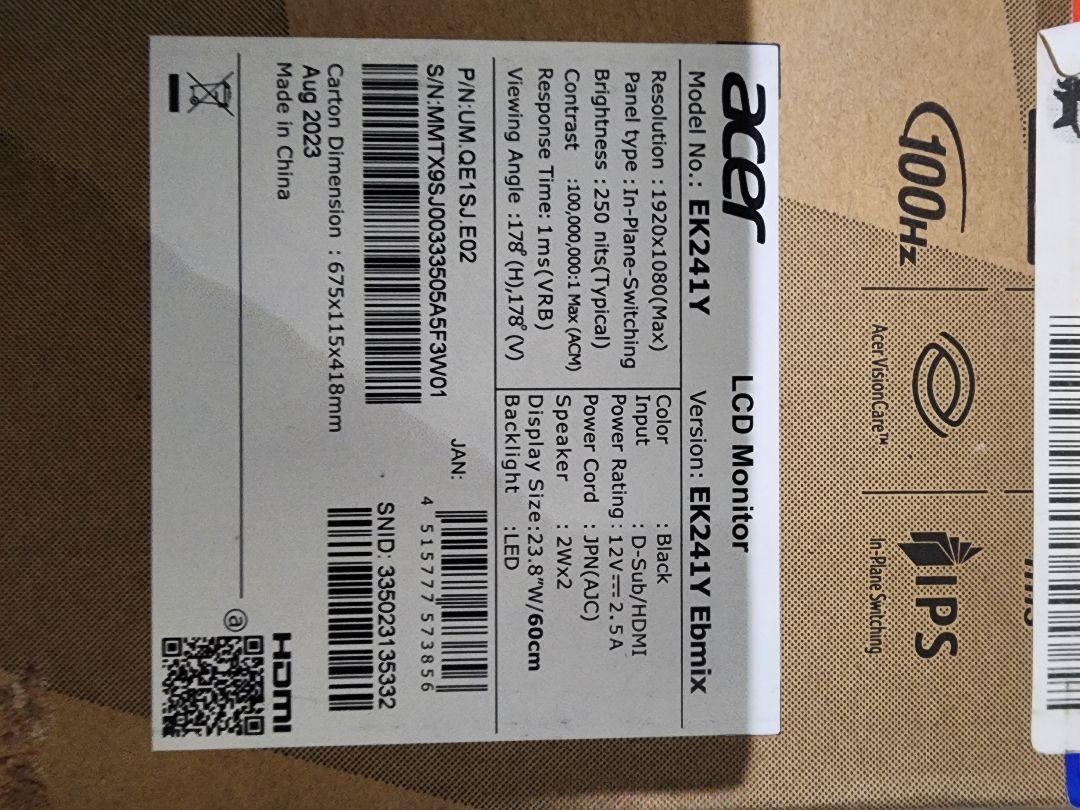 エイサー Acer✴EK241YEbmix( EK1)✴ 23.8インチ✴I