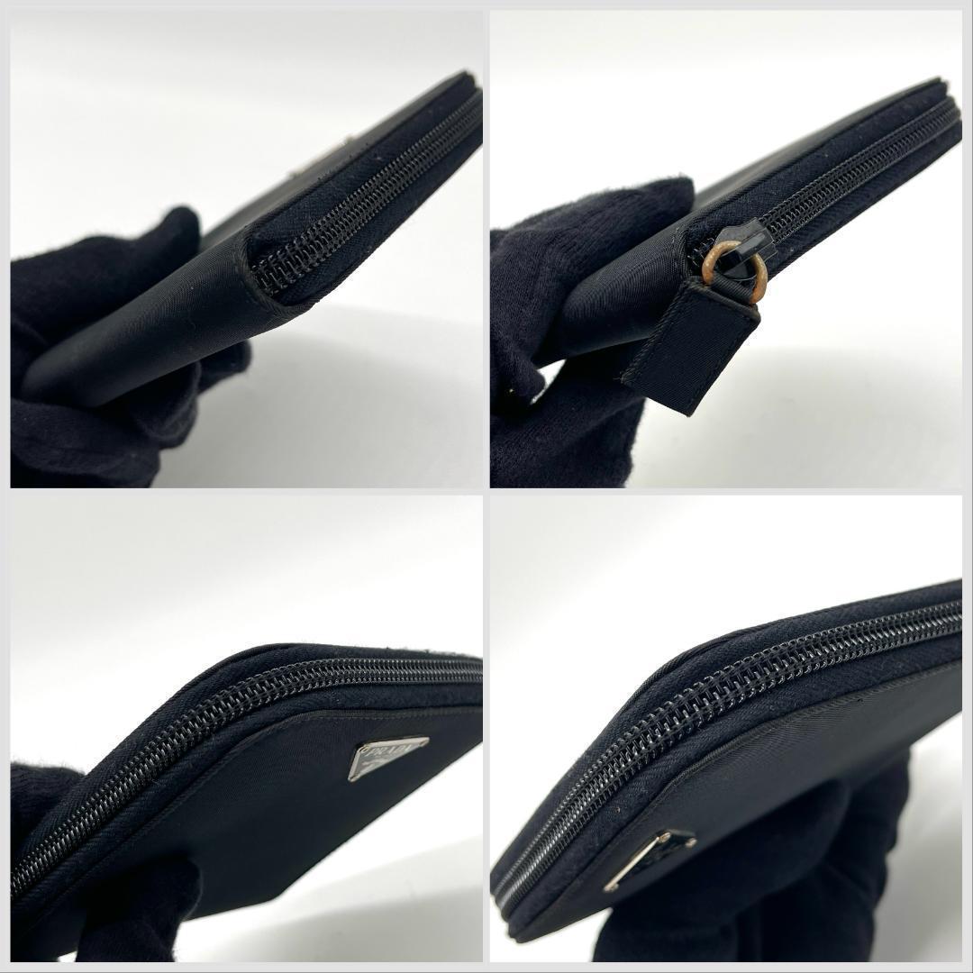 美品 PRADA 995 ナイロン 財布 ラウンドファスナー 三角ロゴ