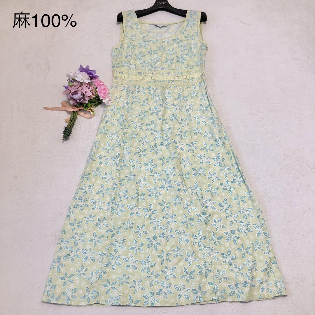 【シルク100%】ローラアシュレイ　総柄　半袖　ワンピース　膝丈　Aライン ✨美品✨ ローラアシュレイワンピース半袖総柄Aラインシルク混L