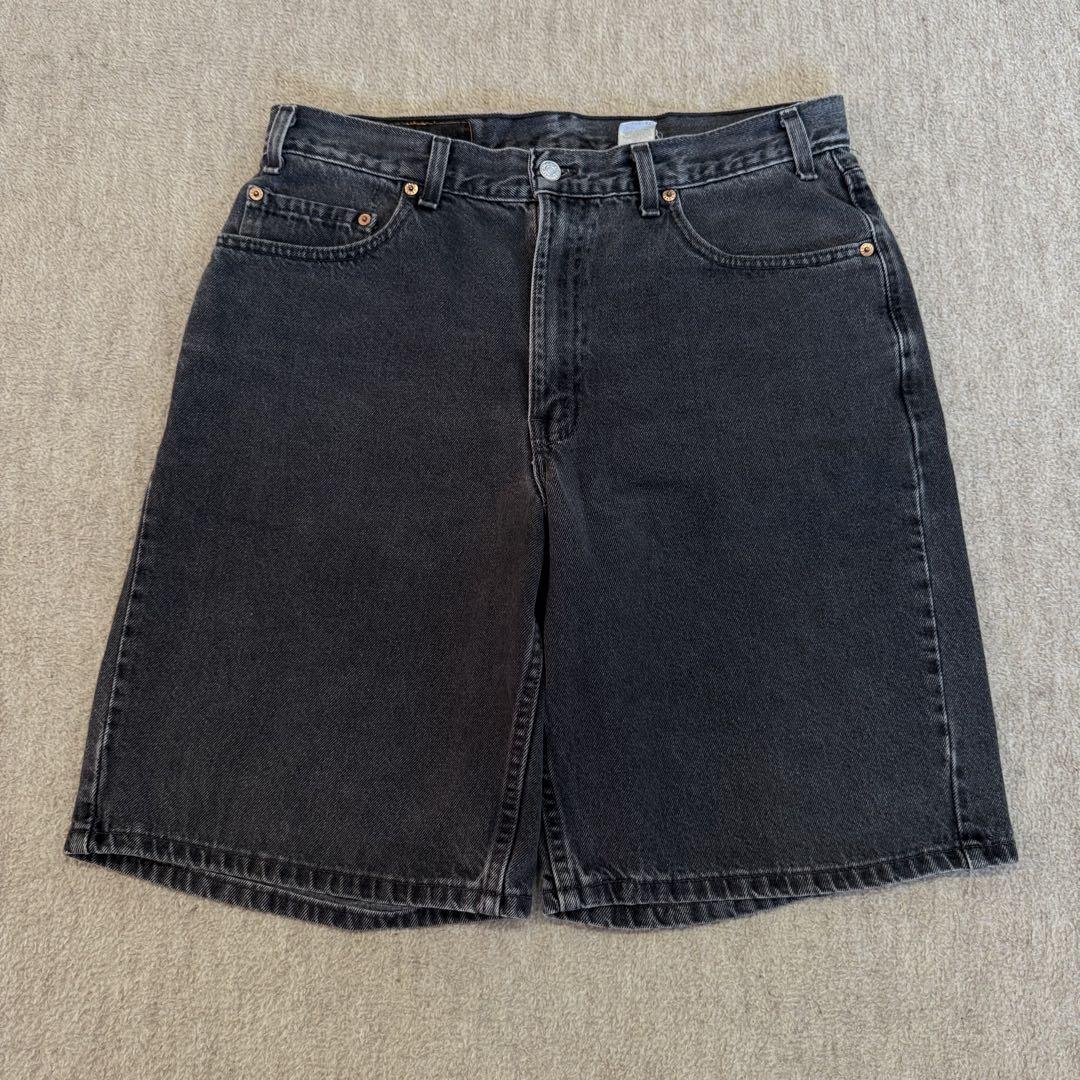 90s Levi's 550 USA製 ブラックデニム ショートパンツ W36