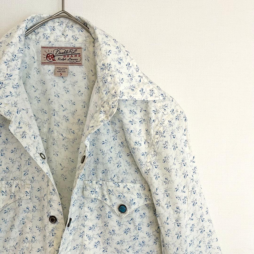 【超レア★ターコイズボタン★未使用に近い】ダブルアールエルウエスタンシャツ花総柄