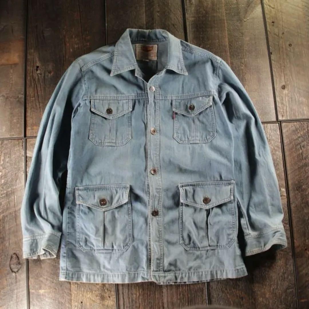 古着　７０sヴィンテージ　ビックジョン　サファリジャケット　デニムジャケットXL