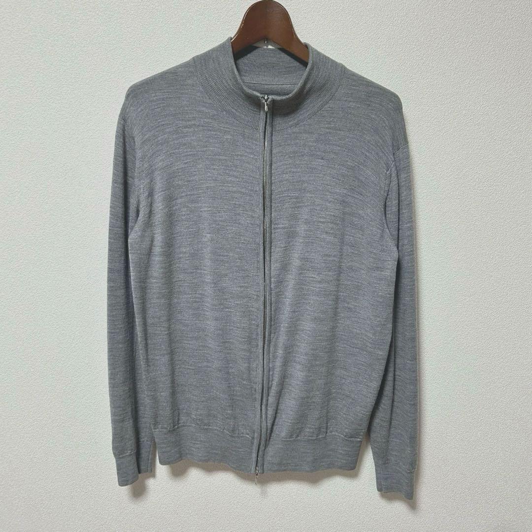 春夏新作モデル JOHN SMEDLEY フルジップニット riri Lサイズ グレー トップス トップス