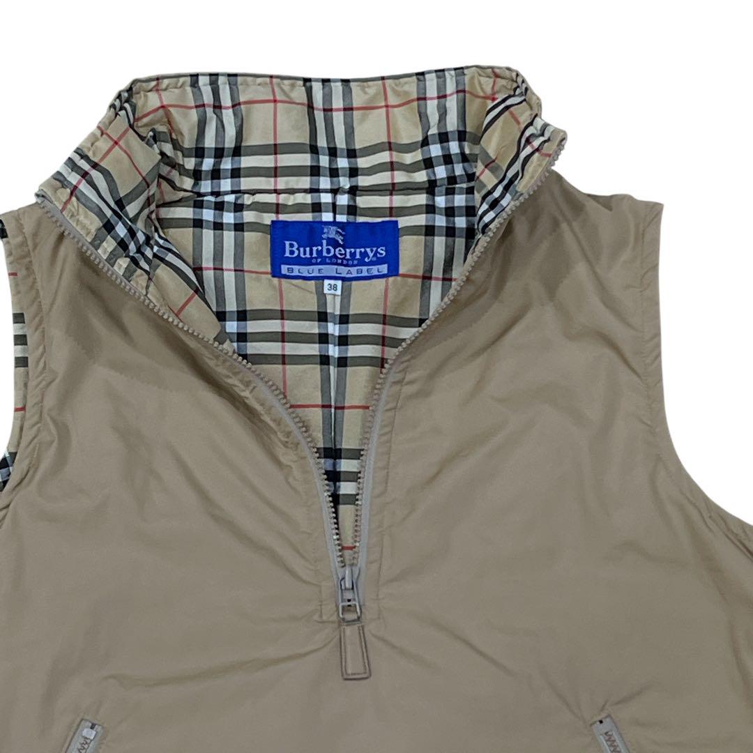 美品　希少Burberry ナイロンベスト　ハーフジップ　ノバチェック