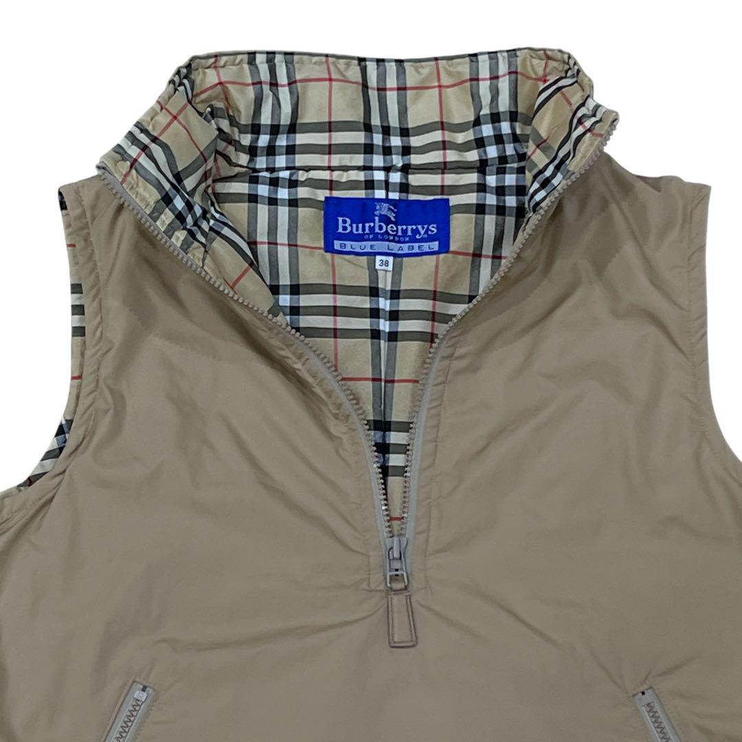 美品　希少Burberry ナイロンベスト　ハーフジップ　ノバチェック
