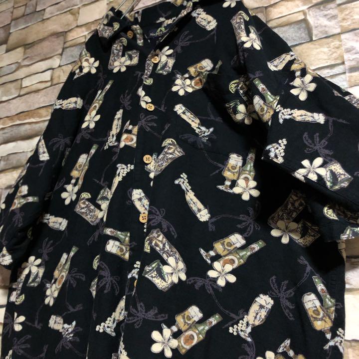 【ビッグシルエット】ビンテージ ビール お酒 アロハシャツ 柄シャツ 古着