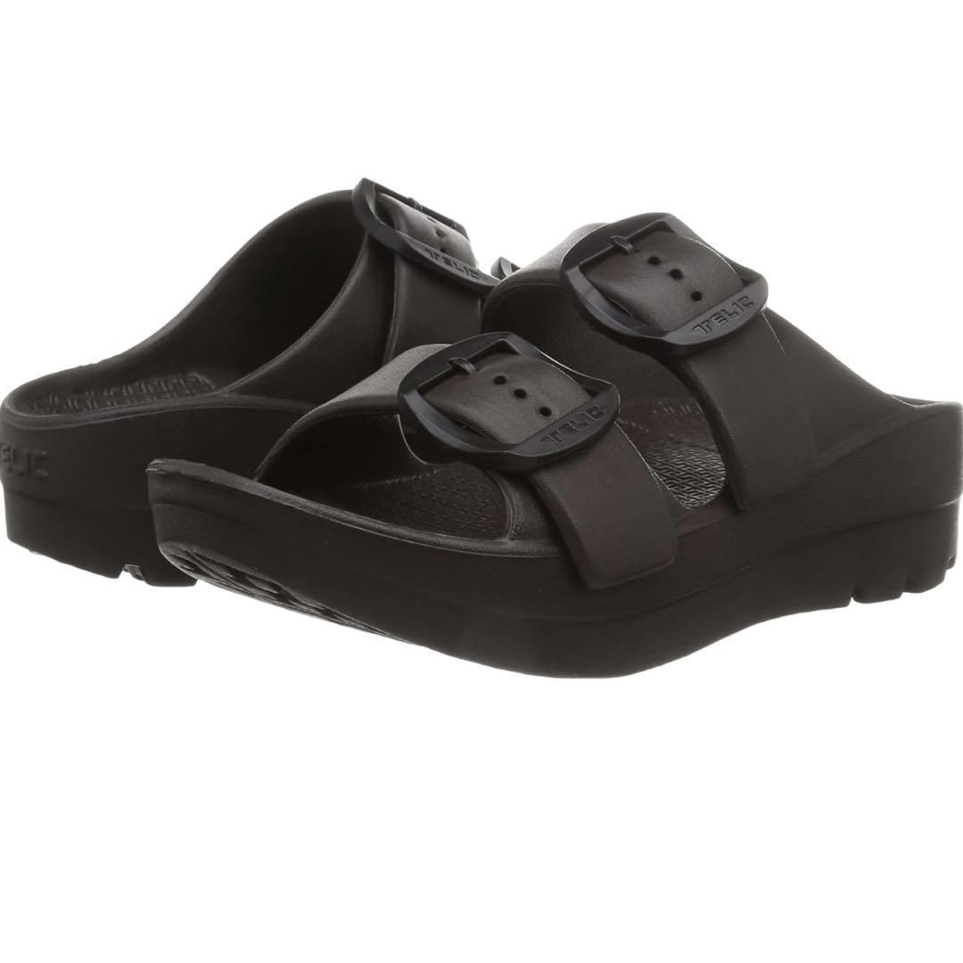 Telicリカバリーサンダル ブラックW-BUCKLE サイズML25.5-26
