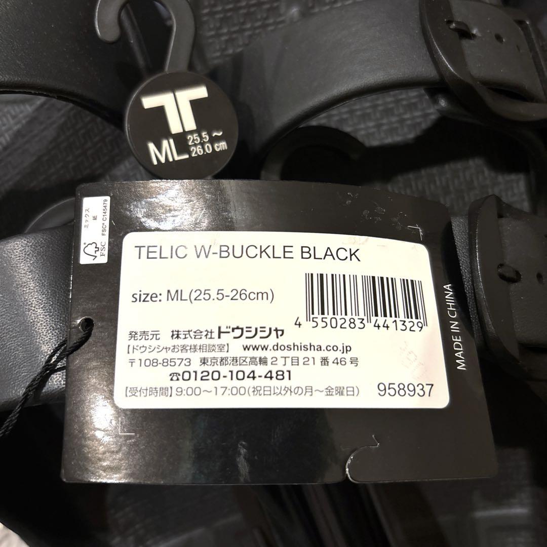Telicリカバリーサンダル ブラックW-BUCKLE サイズML25.5-26