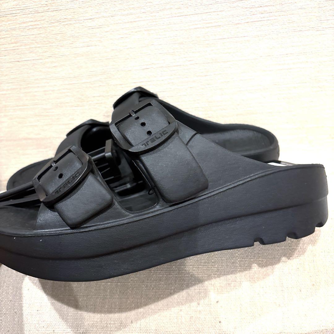Telicリカバリーサンダル ブラックW-BUCKLE サイズML25.5-26