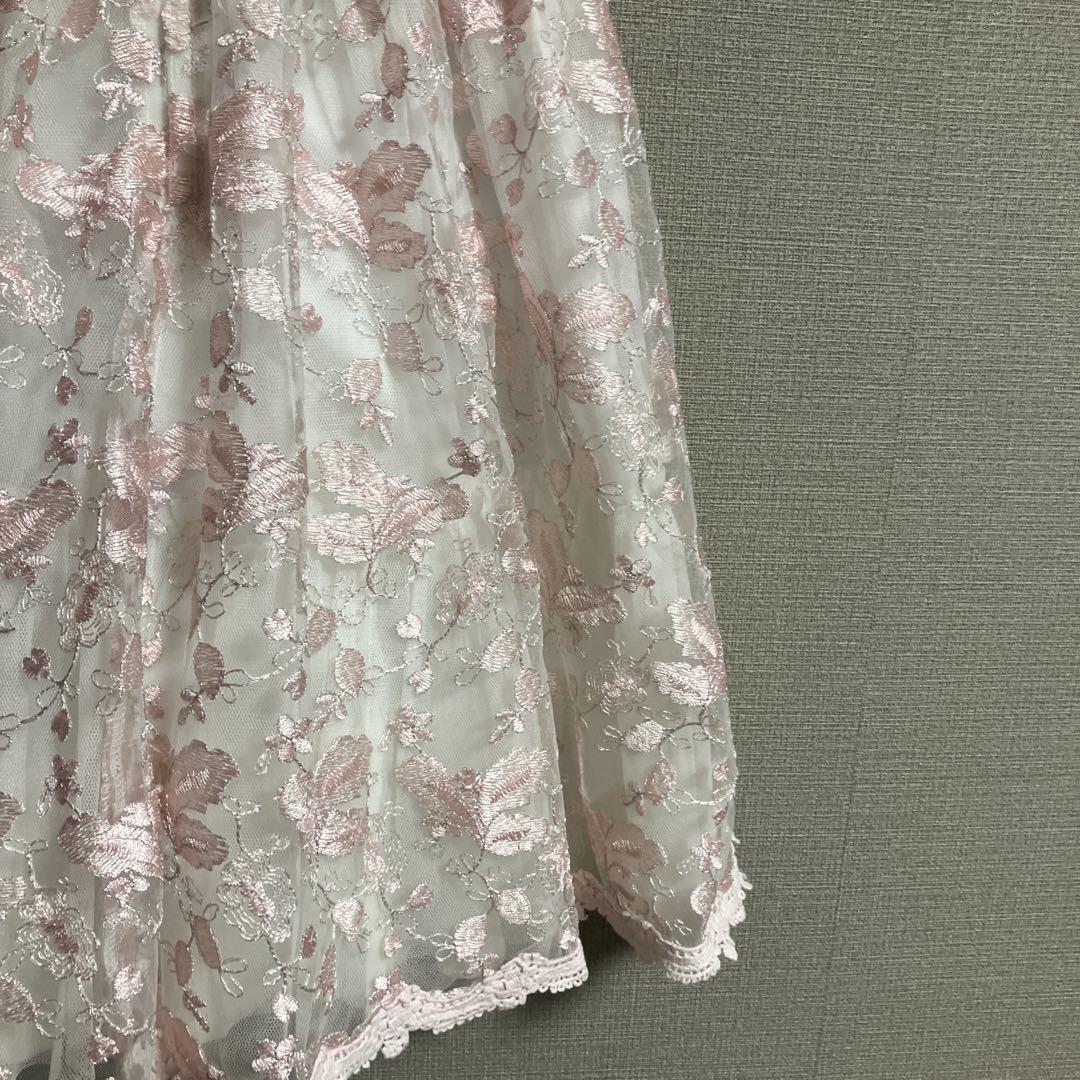 【mezzopiano】ドレス　ワンピース　ノースリーブ　可愛い　リボン　レース