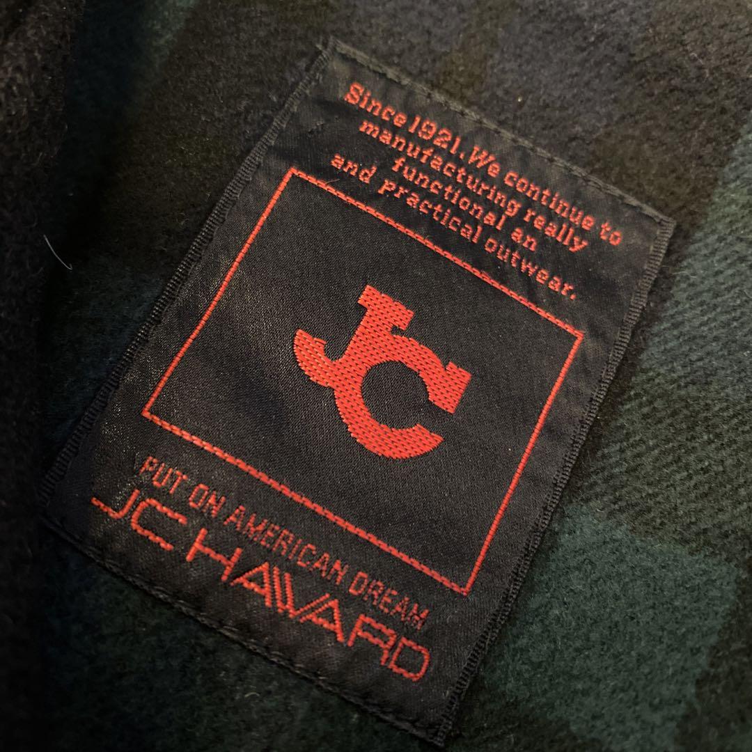 JC HAWARDメンズダークネイビーピーウールコート