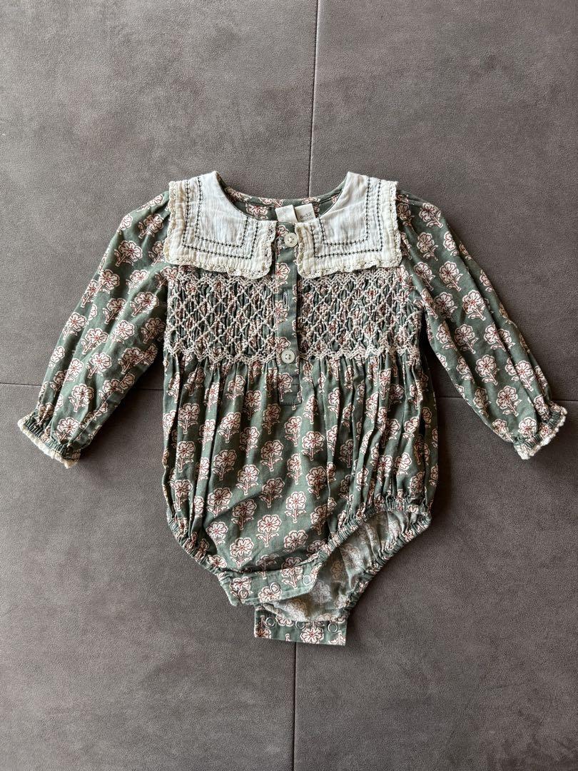 【Little Cotton Clothes】6-12m ロンパース グリーン
