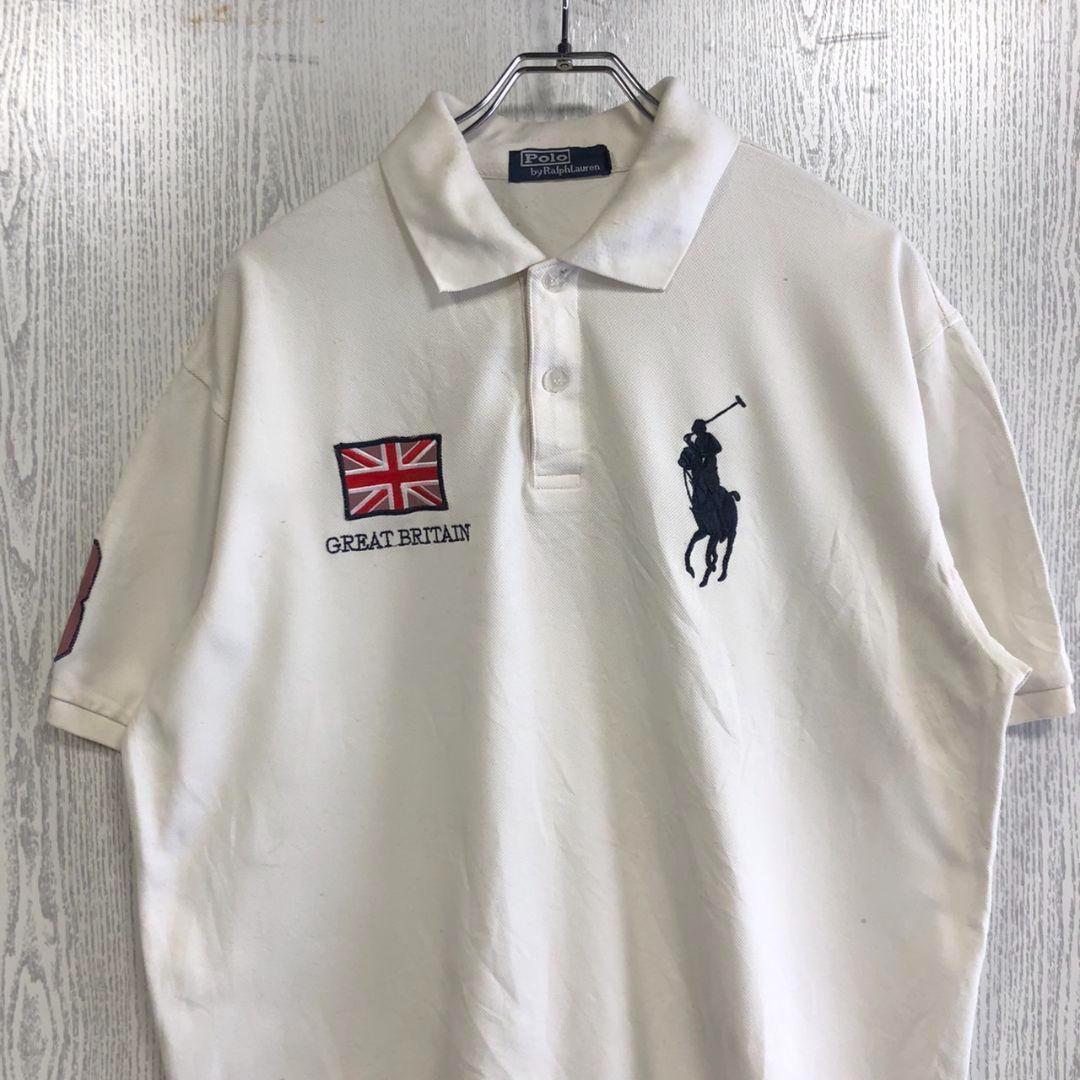 【超特価sale開催】  ポロラルフローレン☆ポニー刺繍ロゴ 白 XL POLO 90s 半袖ポロシャツ トップス