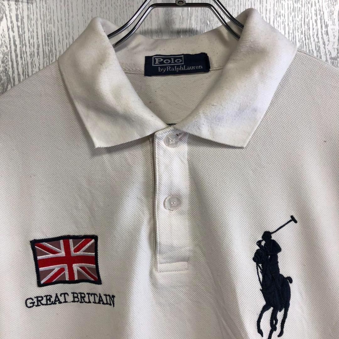 【一部予約販売中】 半袖ポロシャツ ポロラルフローレン☆ポニー刺繍ロゴ 90s 白 XL POLO トップス