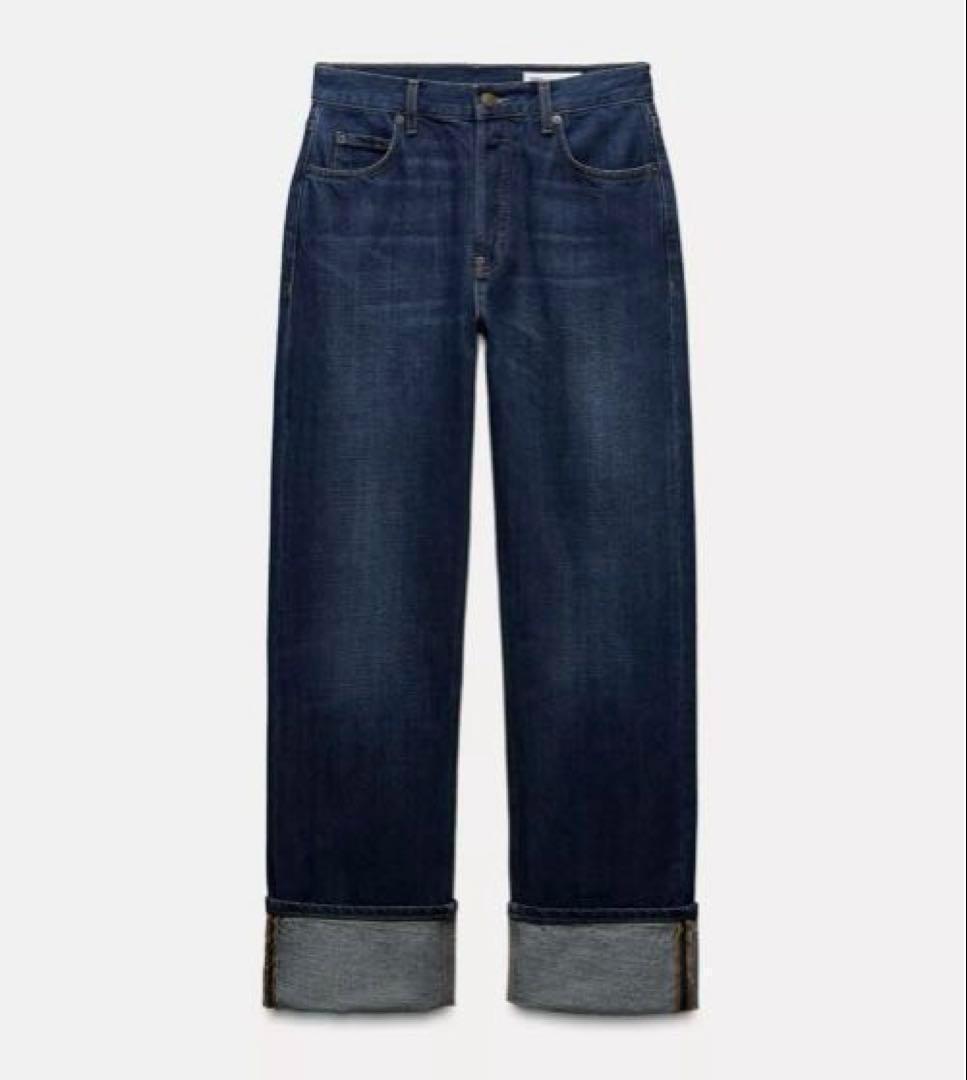 ZARA ザラ　リラックスフィットミッドライズフォールドアップジーンズ