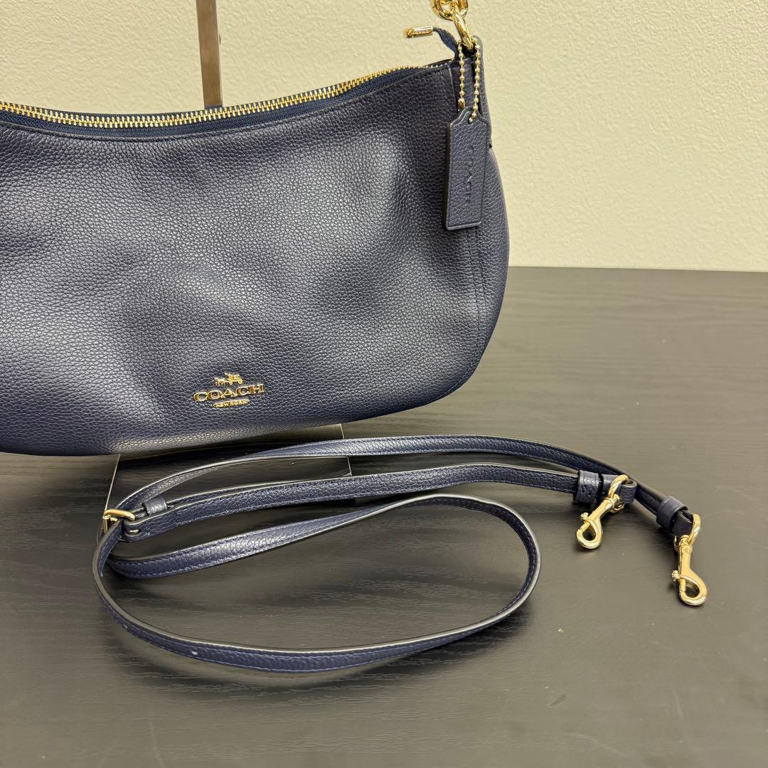 コーチ ネイビー レザー ハンド ショルダーバッグ 2way コーチ ネイビー レザー ハンド ショルダーバッグ 2way