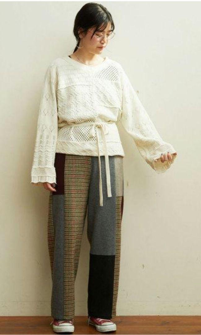 fig London パッチワーク　ツイード　ミックス　パンツ　フィグロンドン fig London パッチワーク ツイード ミックス パンツ フィ