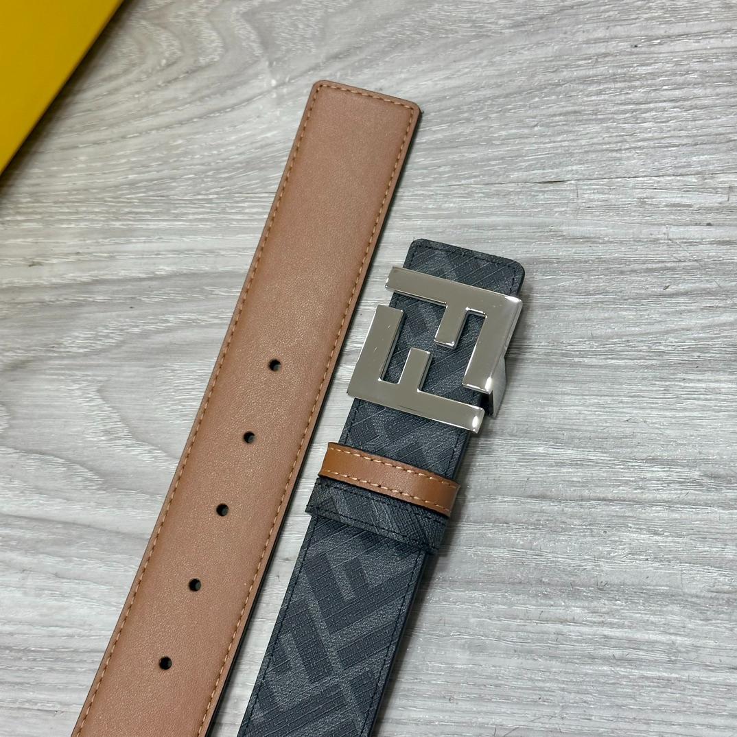 FENDI FFロゴ ベルト グレー/ブラウン
