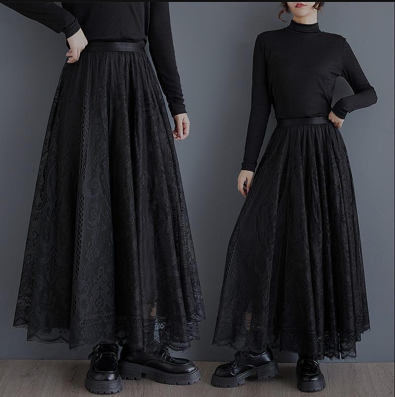 大きいサイズ ロング　スカート　レース　レディース 秋冬　春 新品