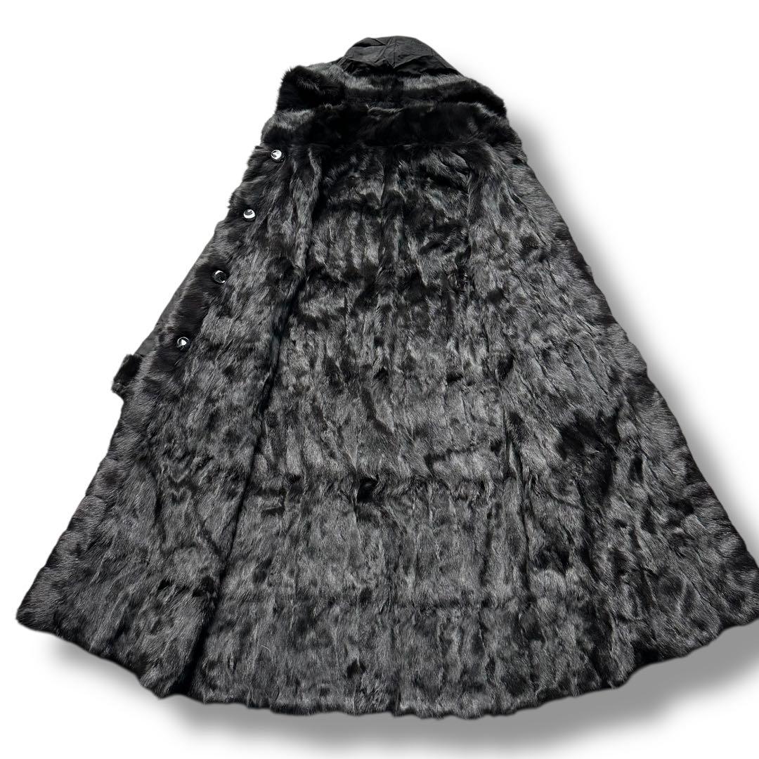 ロシアンリス リアルファーコート 毛皮 絹 黒 フード レディース リバーシブル ロシアンリス リアルファーコート 毛皮 絹 黒 フード レディース リバーシブル
