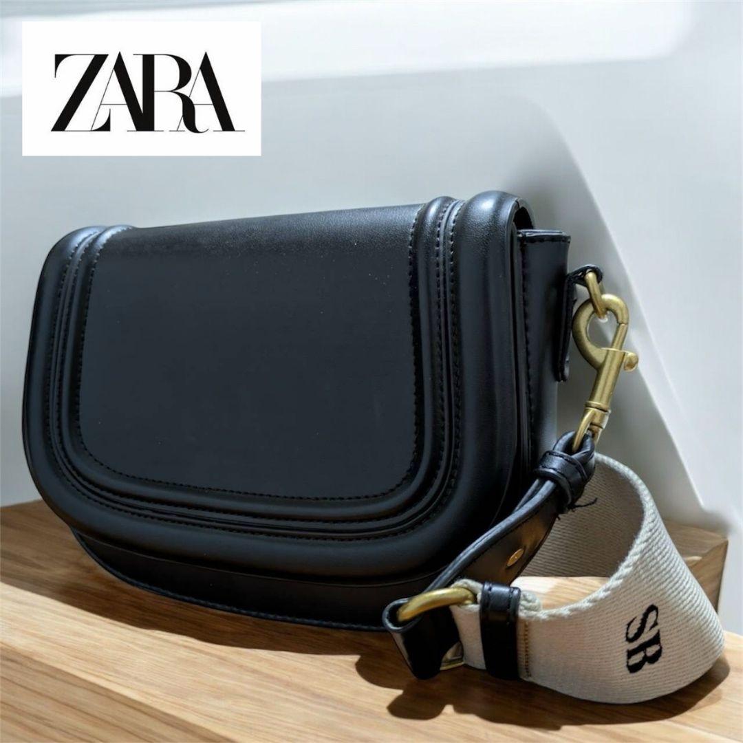 ZARA ザラ ショルダー クロス ボディ バッグ バック ブラック 太ベルト