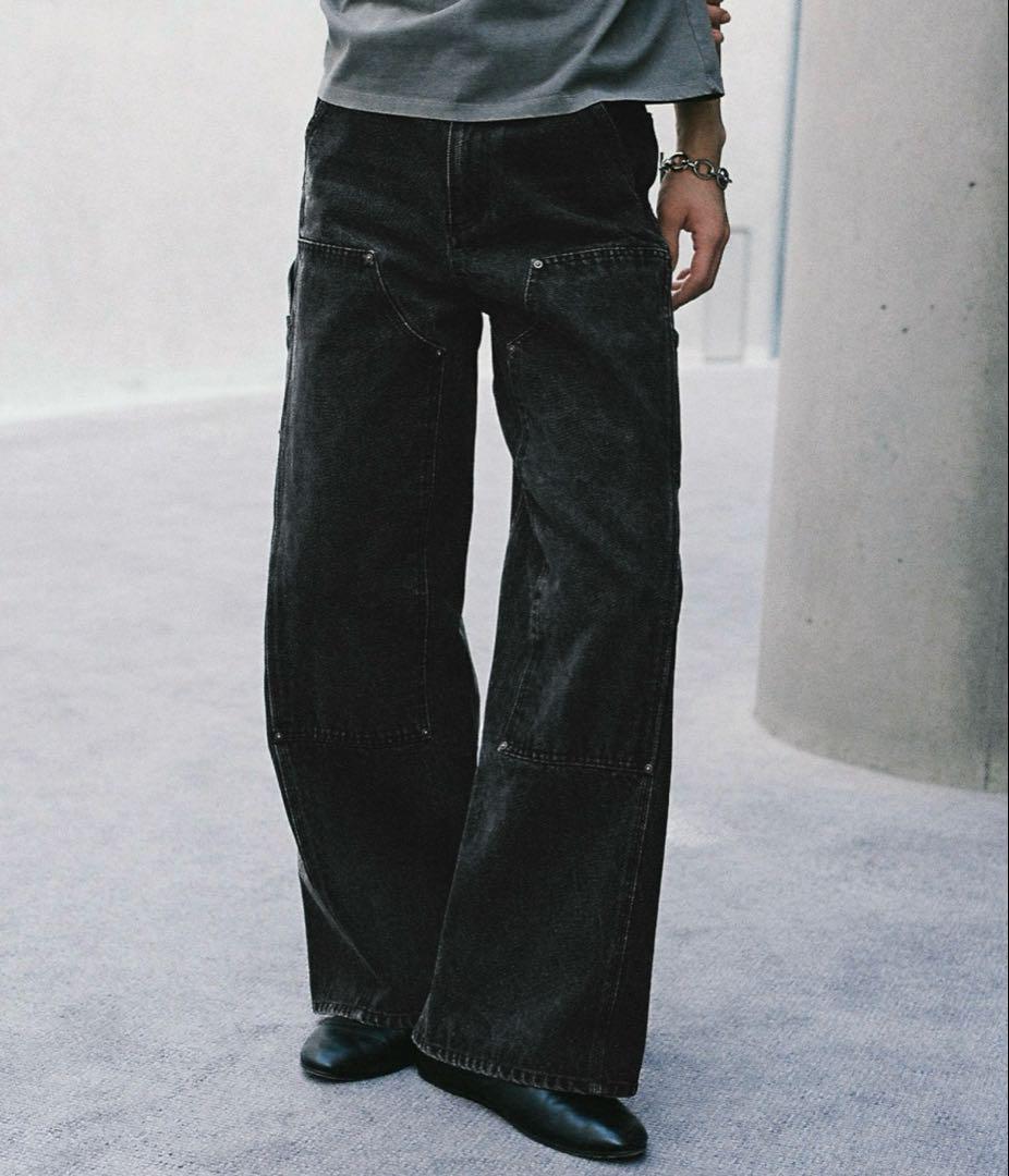 DOUBLE KNEE CURVED SEEM BAGGY DENIM Mサイズ
