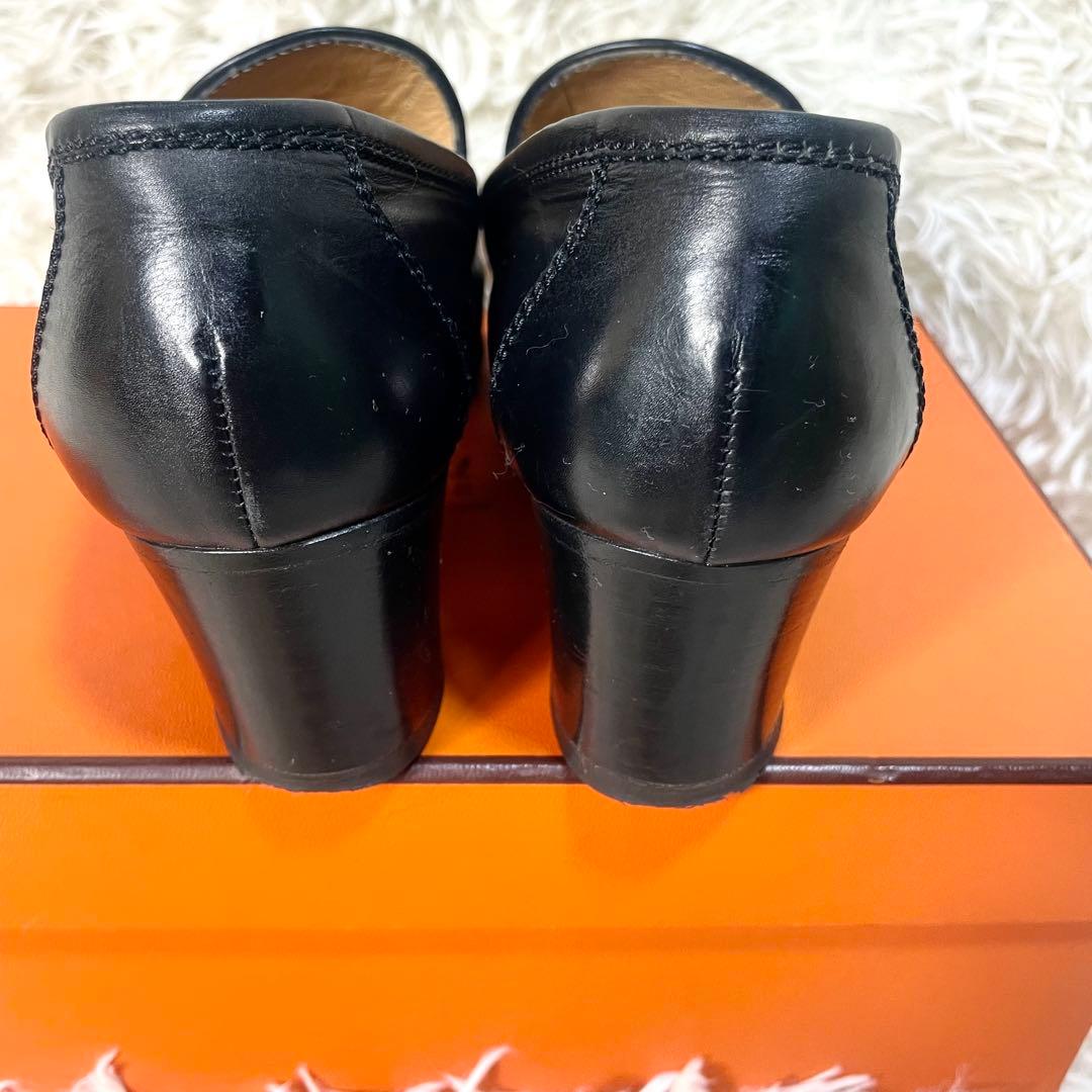 HERMES エルメス ローファー 革靴 レディース 35 1/2 ブラック 黒 HERMES エルメス ローファー 革靴 レディース 35 1/2 ブラック 黒