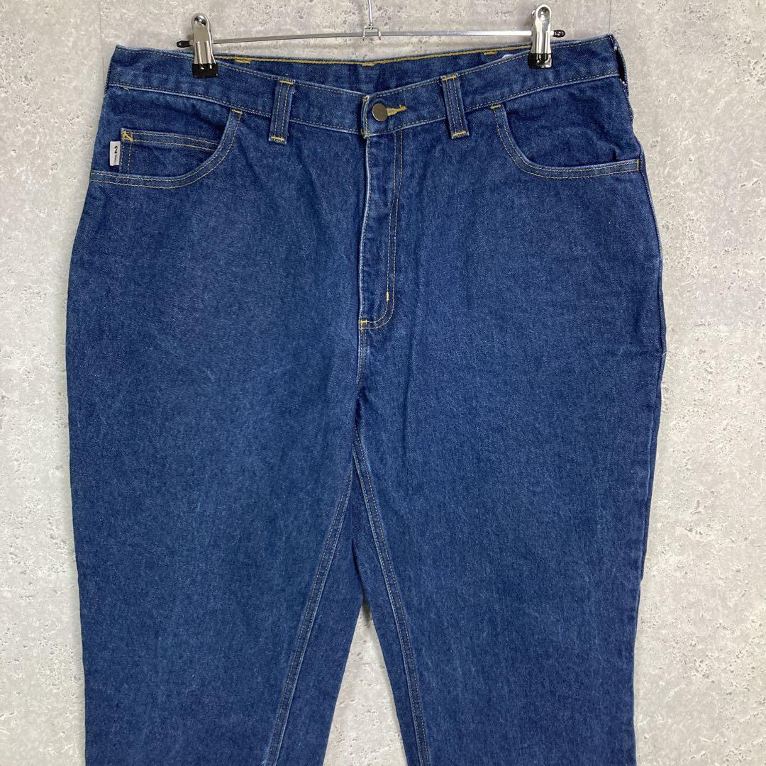 カーハート レザーロゴ バギー デニム パンツ ジーンズ ビッグサイズ W38 カーハート ブルーデニム ジーンズ バギー ビックサイズ W38 L30