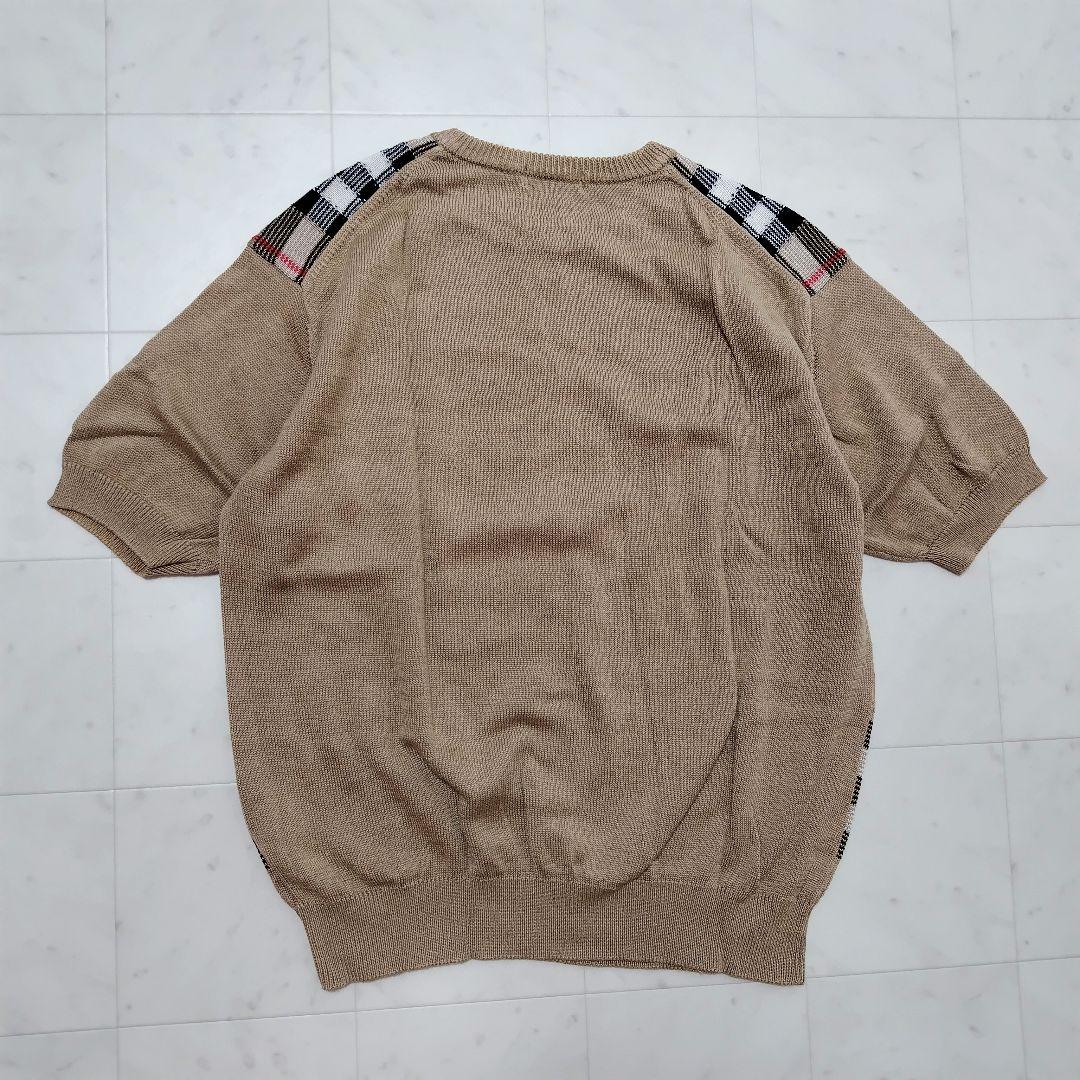 【Burberry's】半袖 ニット ノバチェック ベージュ キャメル トップス Burberry's】半袖 ニット ノバチェック ベージュ キャメル