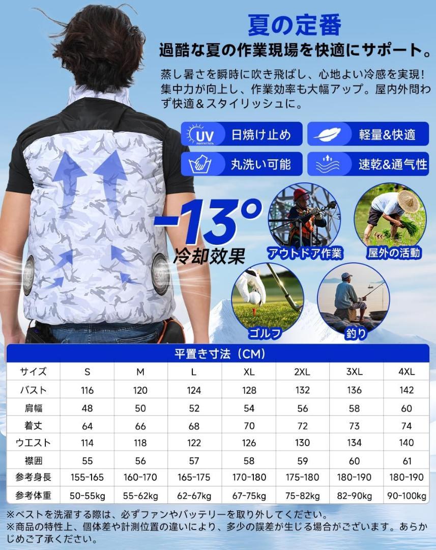 2025新登場　空調服 ベスト　24V L　最強風速 PSE 大風量ファン
