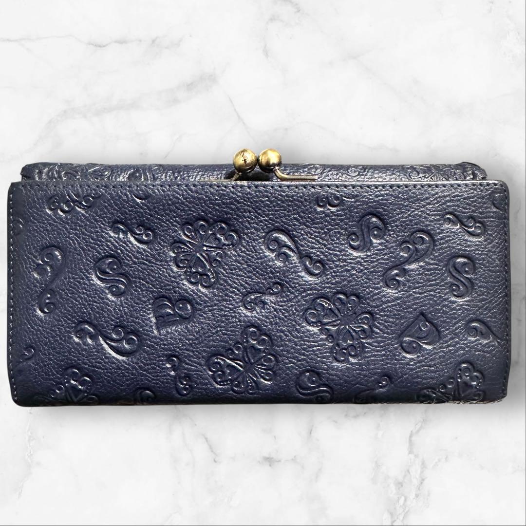 極美品❣️ ANNA SUI アナスイ ダリア 長財布 がま口 ネイビー