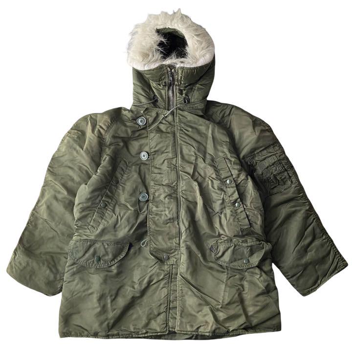 大人女性の 90s US製 Alpha Industries N-3B カーキ IDEAL ミリタリー