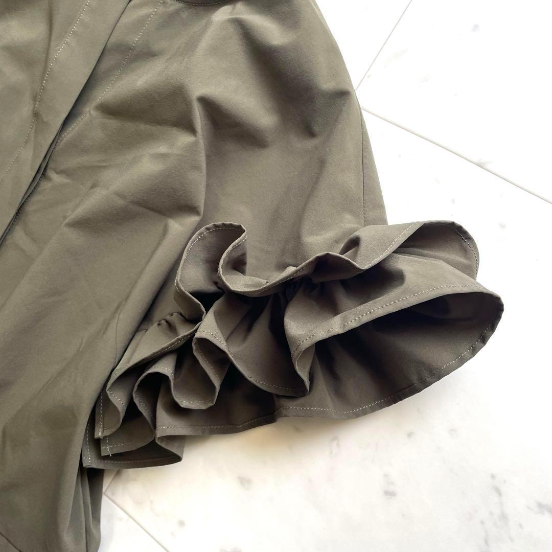 美品 カデュネ CADUNE オールインワン フリル袖 カーキ ゆったり