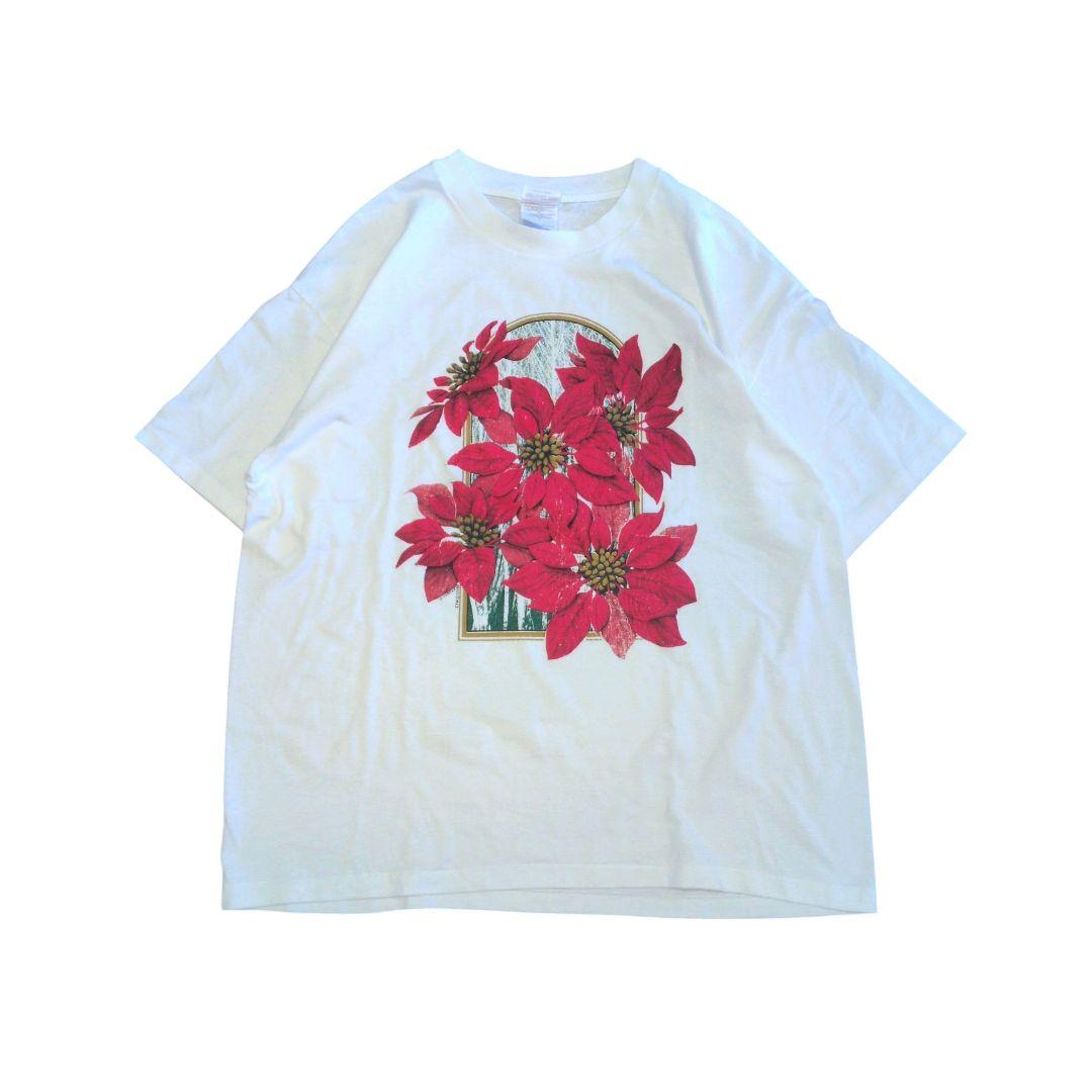 80年代 ヴィンテージ　フラワーTシャツ　コピーライト　ヘインズトップス
