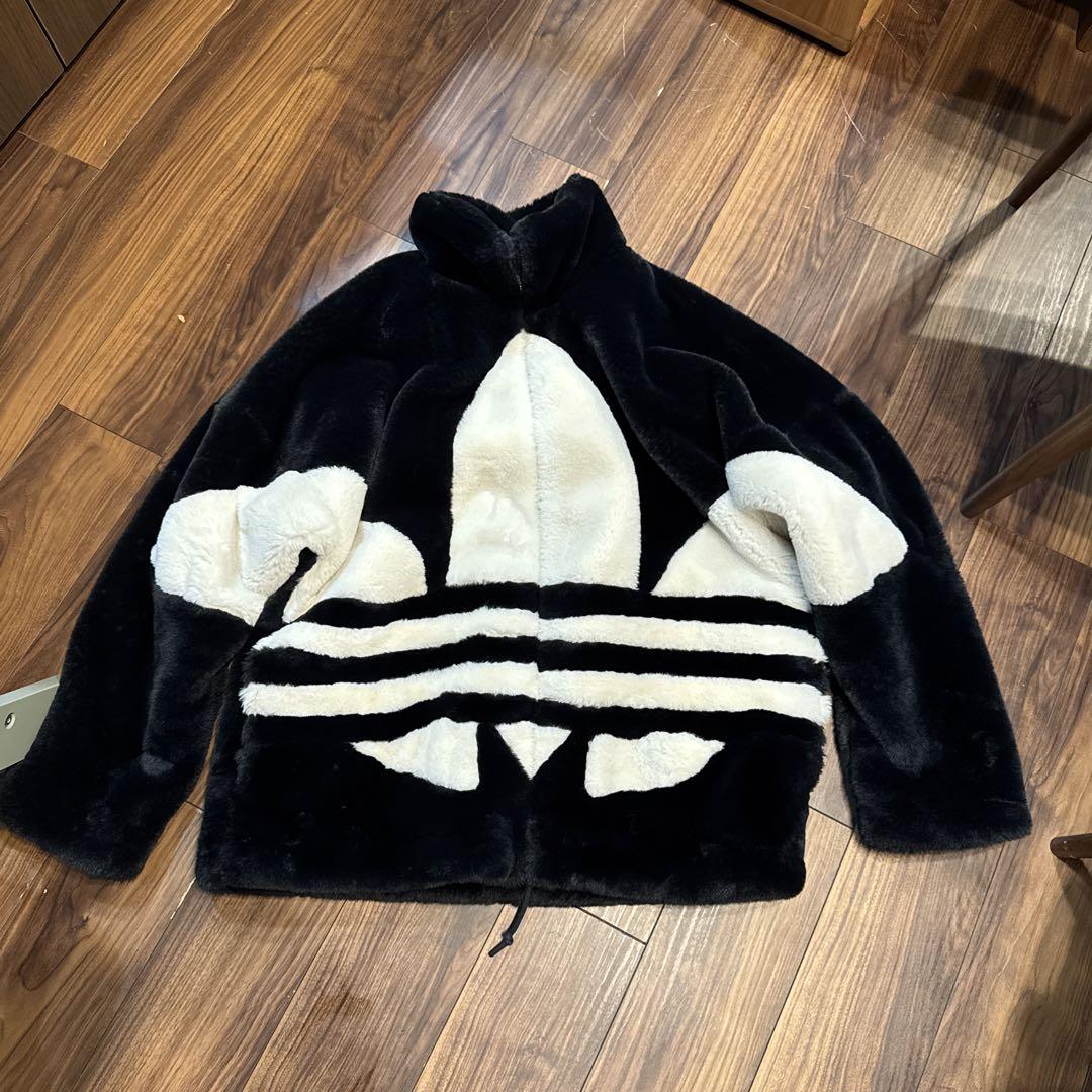 adidas フリースジャケット 2XL 黒/白