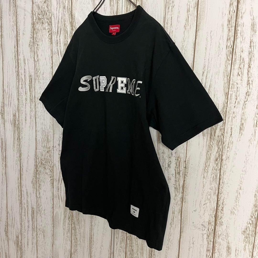 【即完売モデル】シュプリーム☆刺繍センターロゴTシャツ 希少デザイン 定番カラー