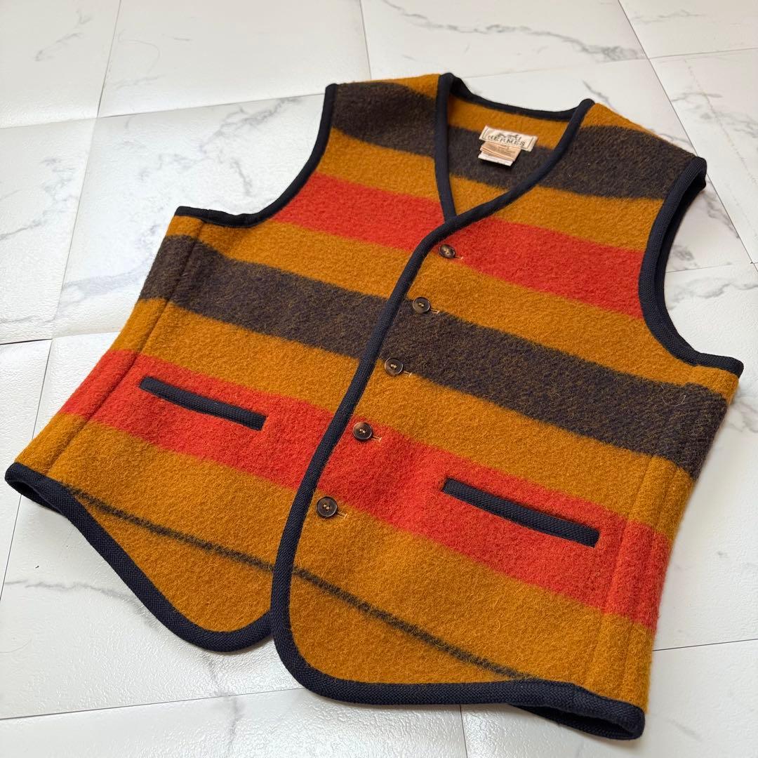 HERMES エルメス ヴィンテージ ロカバール ウール100% ベスト 46 HERMES エルメス ヴィンテージ ロカバール ウール100% ベスト 46