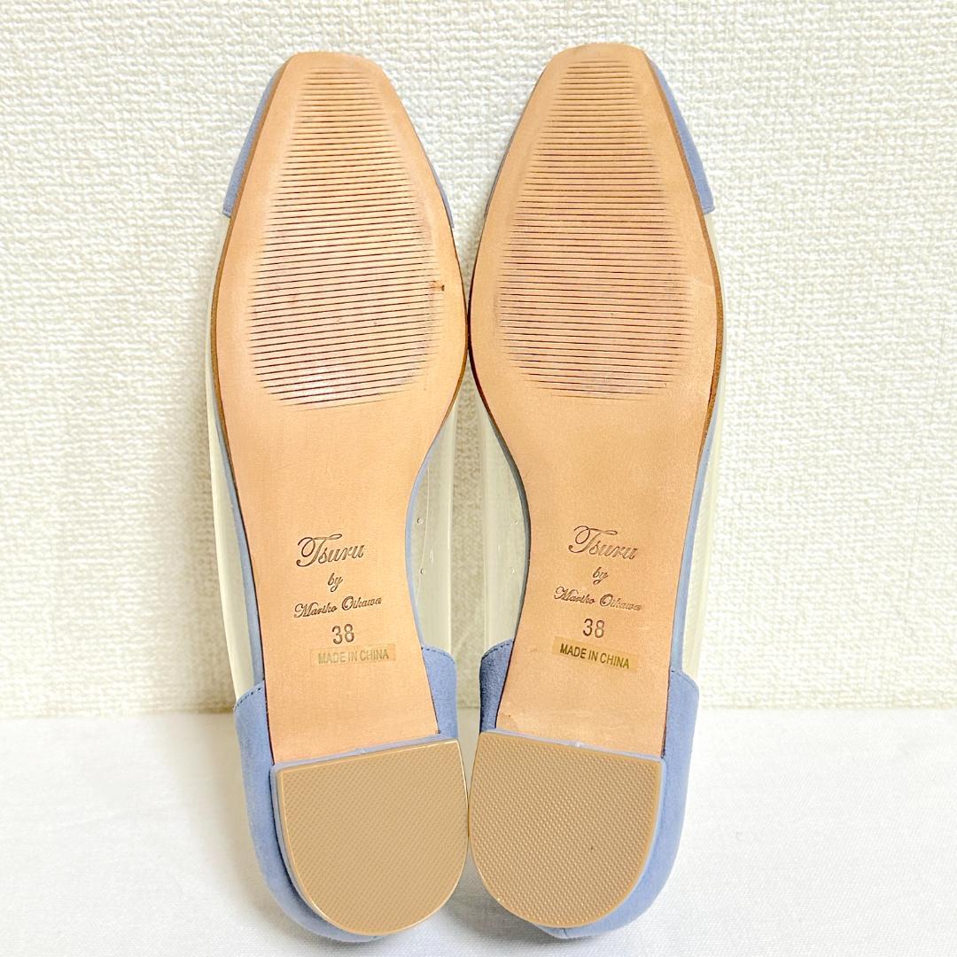 箱付未使用 ツルバイマリコオイカワ PVC×スエード フラットパンプス 24.5 io.eteclab.net
