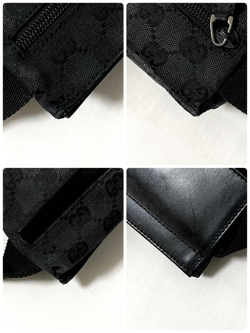 【良品】GUCCI ウエストポーチ ボディバッグ GG キャンバス ブラック