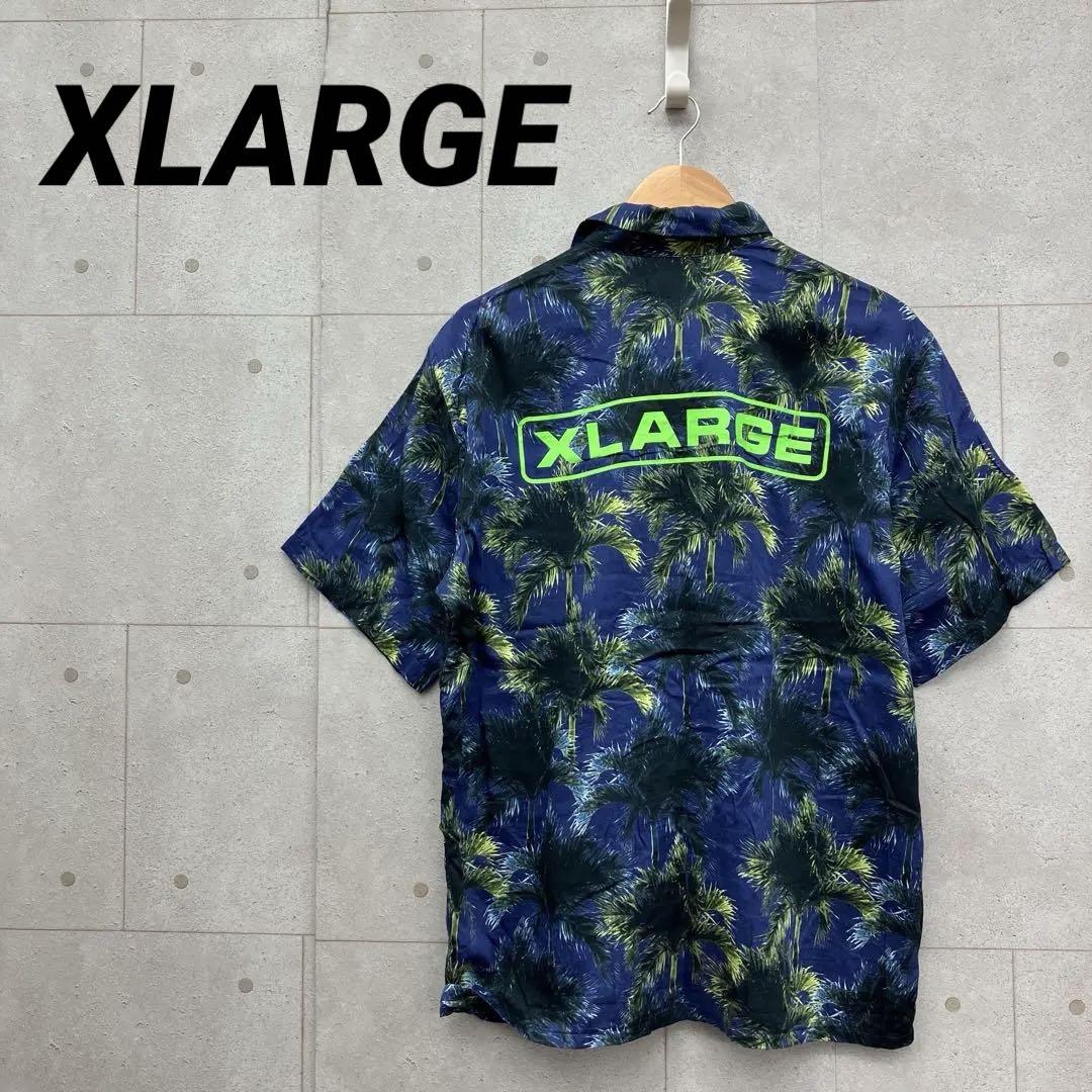 XLARGE エクストララージ 半袖シャツ アロハ メンズ M ネイビー 総柄