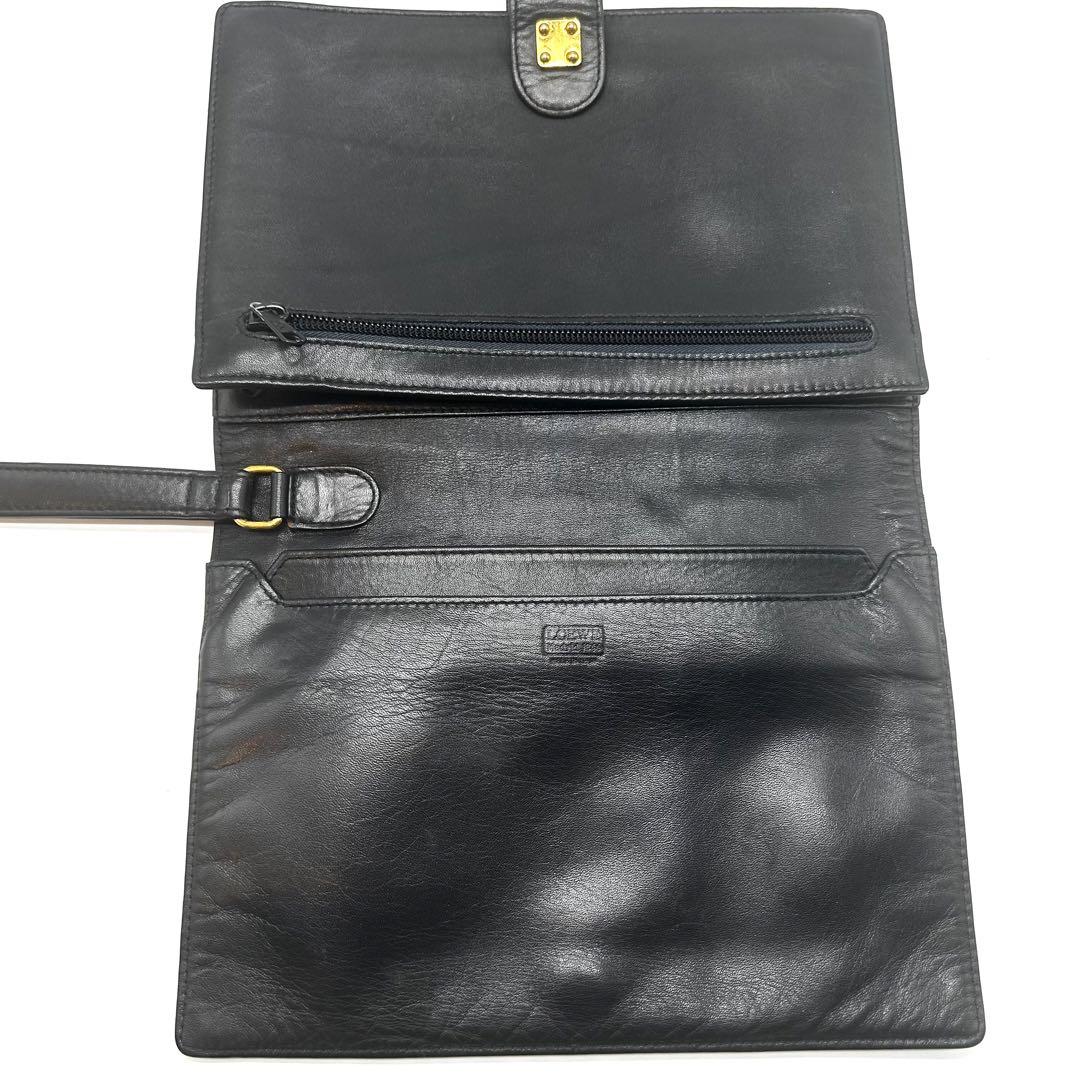 美品✨ロエベ　レザー　クラッチバッグ　アナグラム　レザー　ゴールド金具　メンズ可