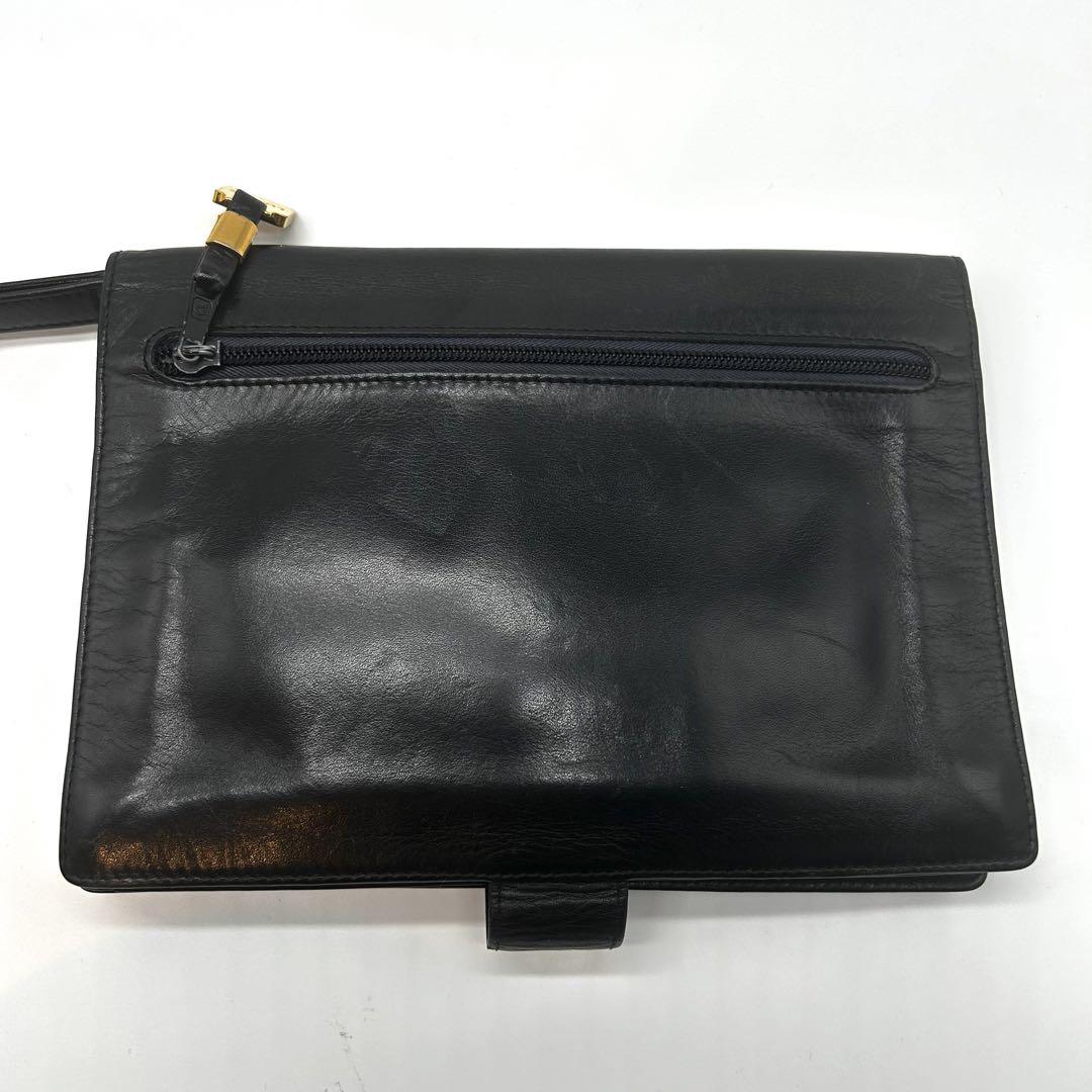 美品✨ロエベ　レザー　クラッチバッグ　アナグラム　レザー　ゴールド金具　メンズ可