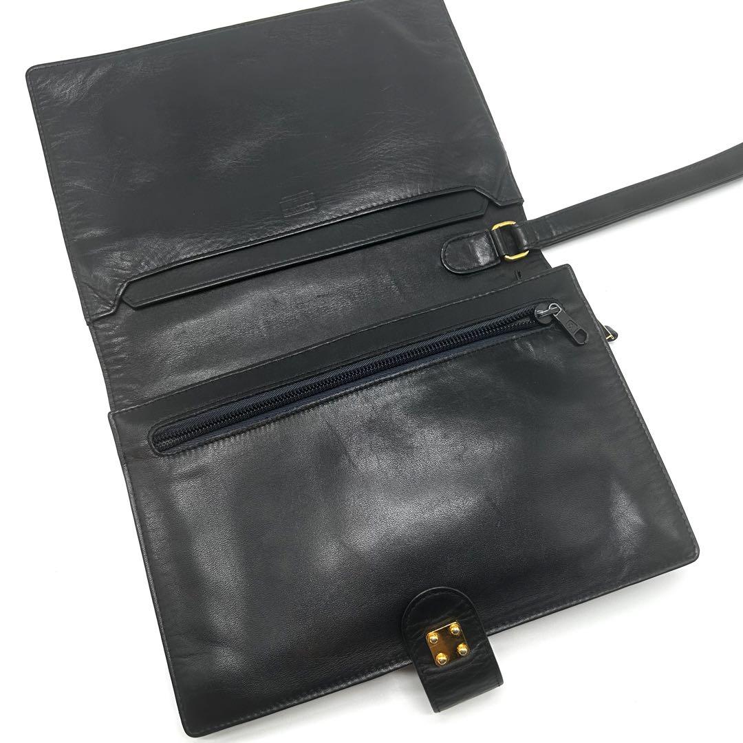 美品✨ロエベ　レザー　クラッチバッグ　アナグラム　レザー　ゴールド金具　メンズ可