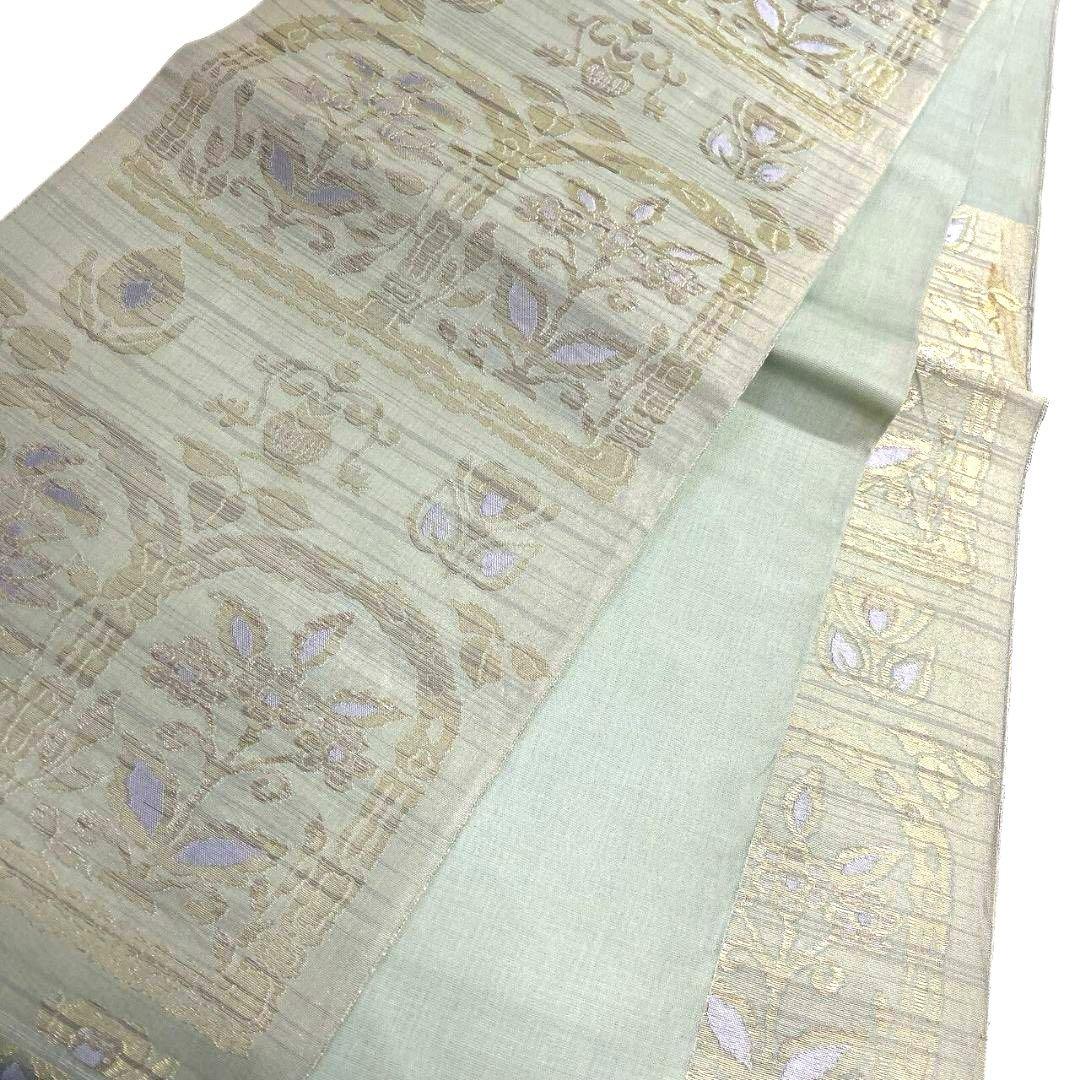 袋帯 夏用 紗 花模様 花紋 金糸 着物 062a p - メルカリ