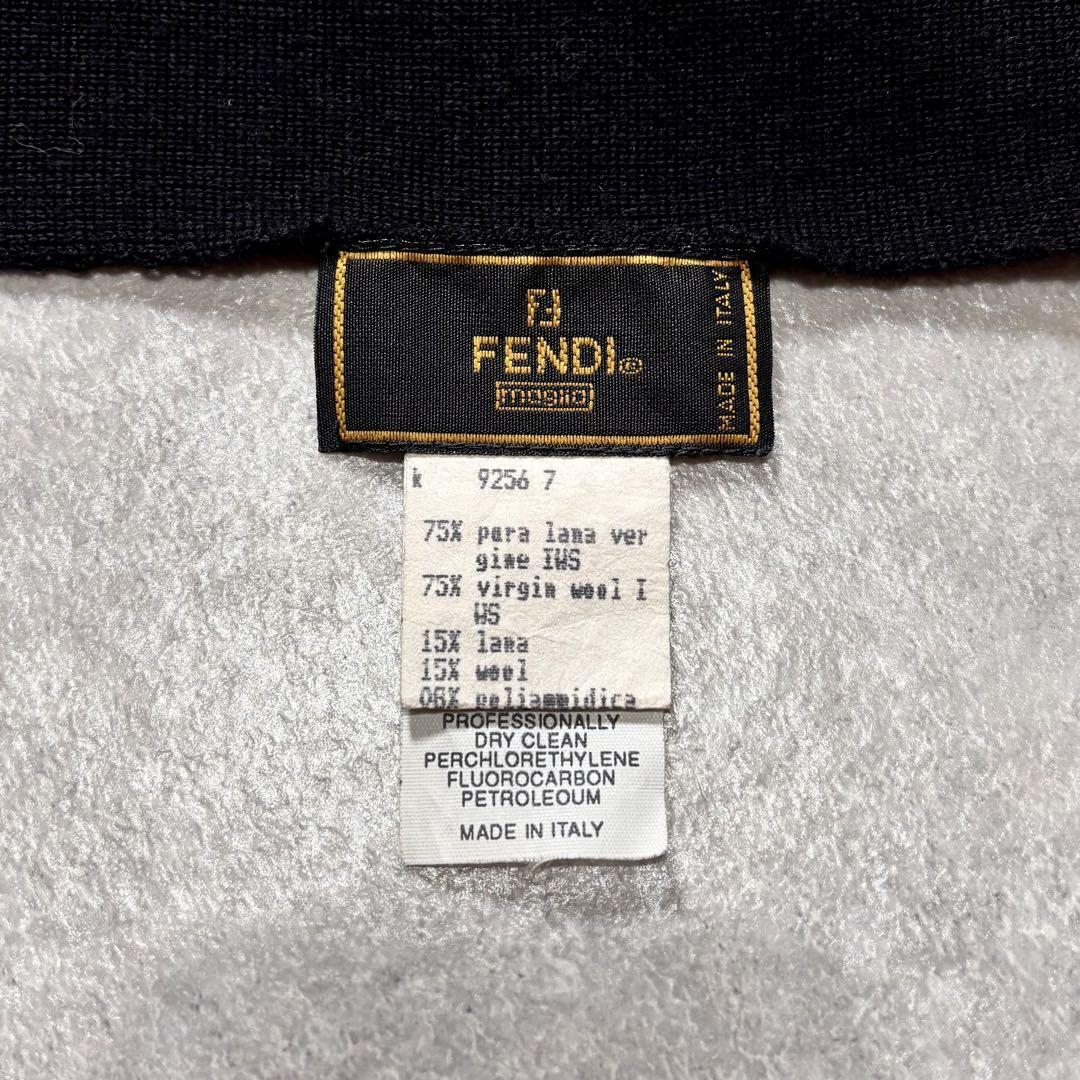 FENDI マフラー ズッカ 黒 ネイビー ウール 大判 ストール