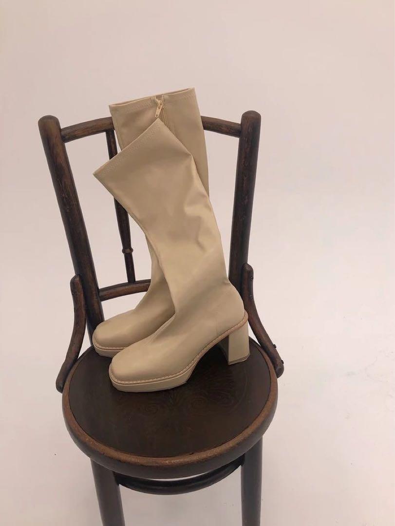 最終値下げ　新品未使用　papermoon square long boots 新品未使用 papermoon - square long boots