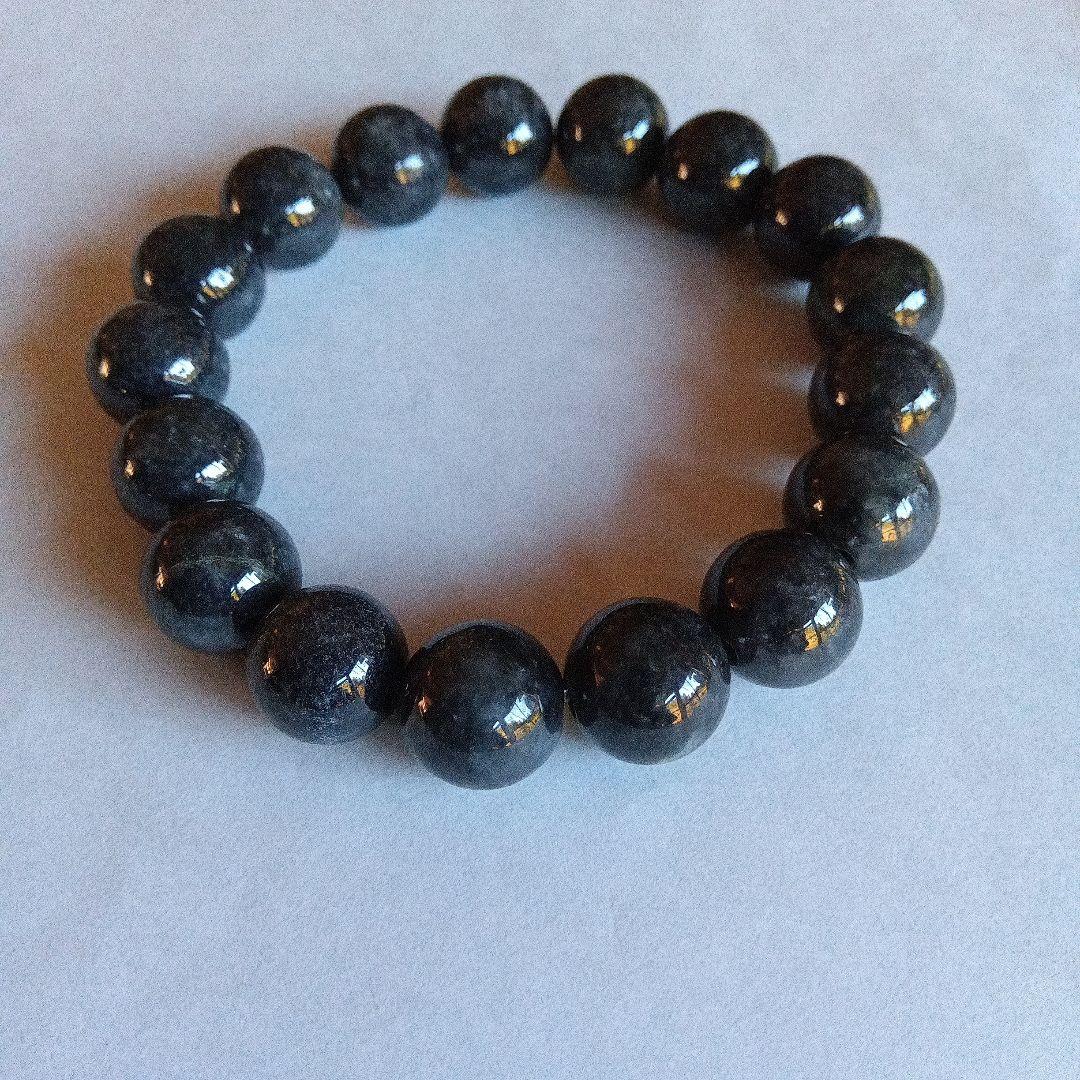maxim)希少、最高級品、国石)糸魚川黒翡翠ブレスレット、12mm