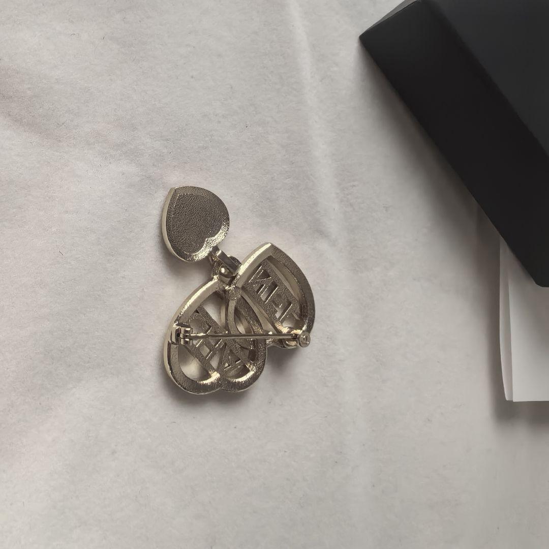 CHANEL シャネル 揺れるハートが可愛い ハート ブローチ★スイングハート 画像6