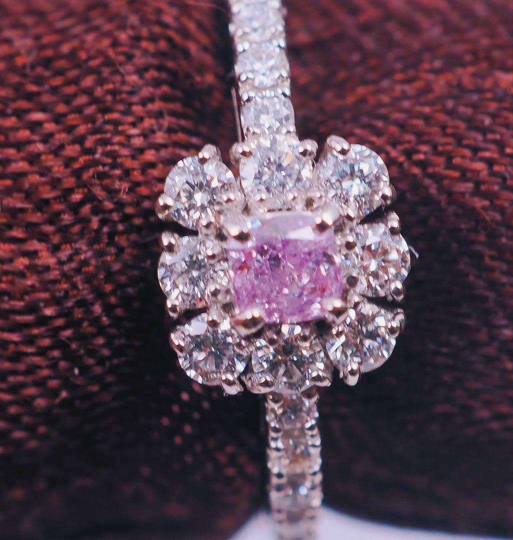 0.12ct ファンシー　パープリッシュ　ピンクダイヤモンド　リング